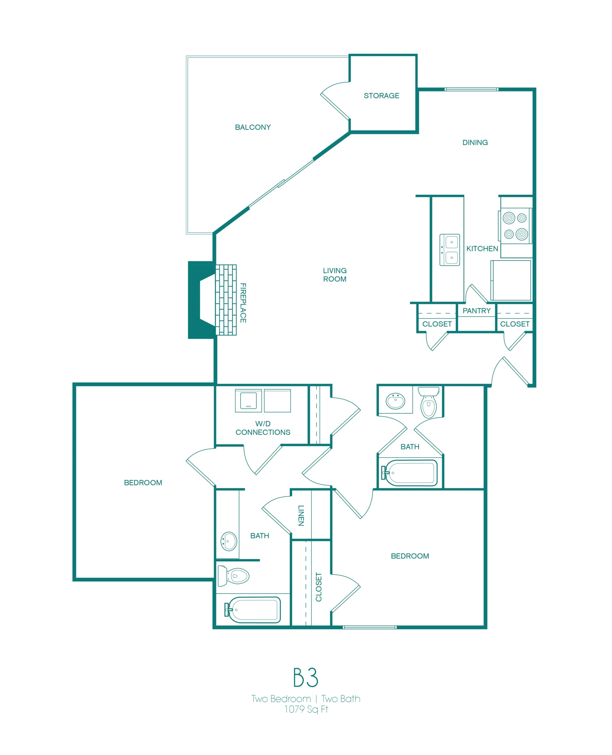 Westmount at Copper Mill 2 Beds floor plan, 1079 sqft