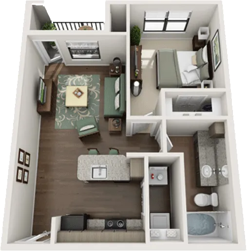 Alexis Luxury Apartments 1 Bed floor plan, 661 sqft