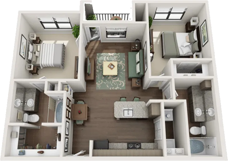 Alexis Luxury Apartments 2 Beds floor plan, 924 sqft