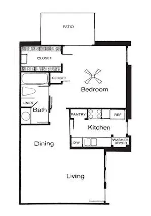 Applewood Village 1 Bed floor plan, 643 sqft