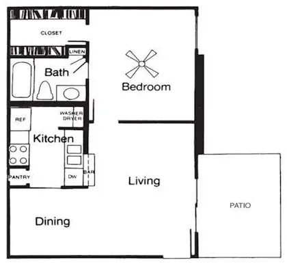 Applewood Village 1 Bed floor plan, 594 sqft