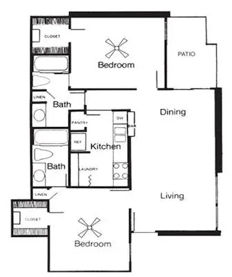 Applewood Village 2 Beds floor plan, 956 sqft