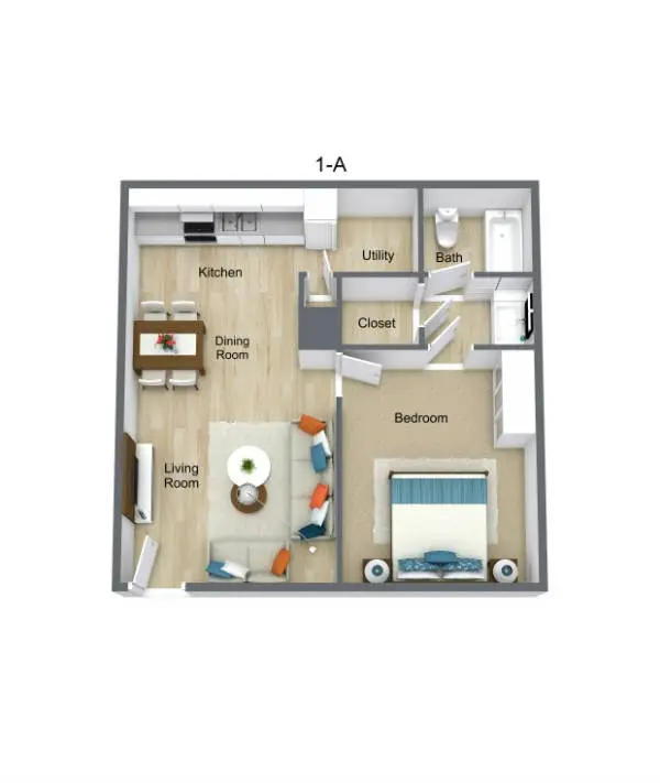74 Lyerly Place Apartments 1 Bed floor plan, 550 sqft