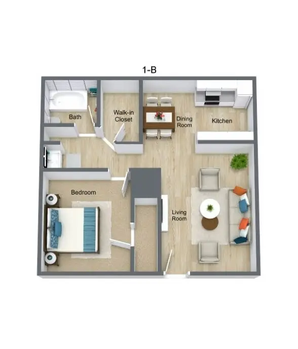 74 Lyerly Place Apartments 1 Bed floor plan, 650 sqft