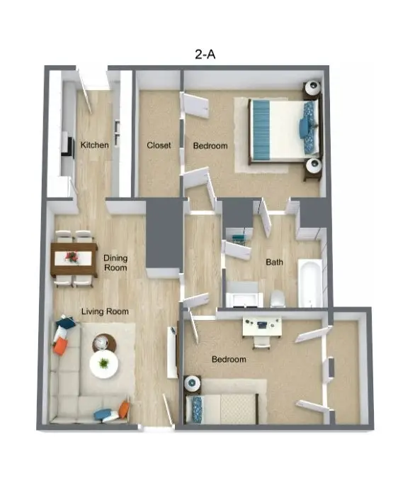 74 Lyerly Place Apartments 2 Beds floor plan, 900 sqft