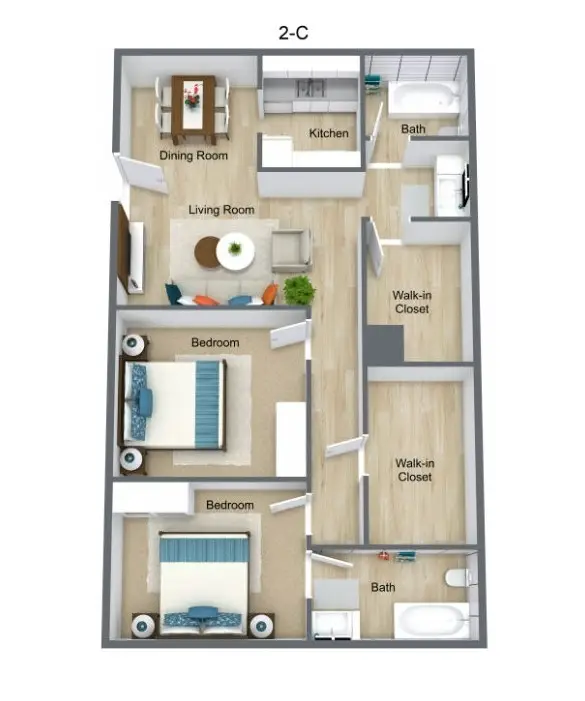 74 Lyerly Place Apartments 2 Beds floor plan, 950 sqft