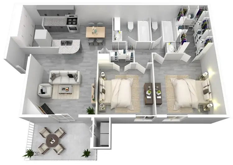 Altanova Apartments 2 Beds floor plan, 858 sqft