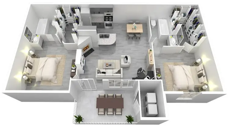 Altanova Apartments 2 Beds floor plan, 884 sqft