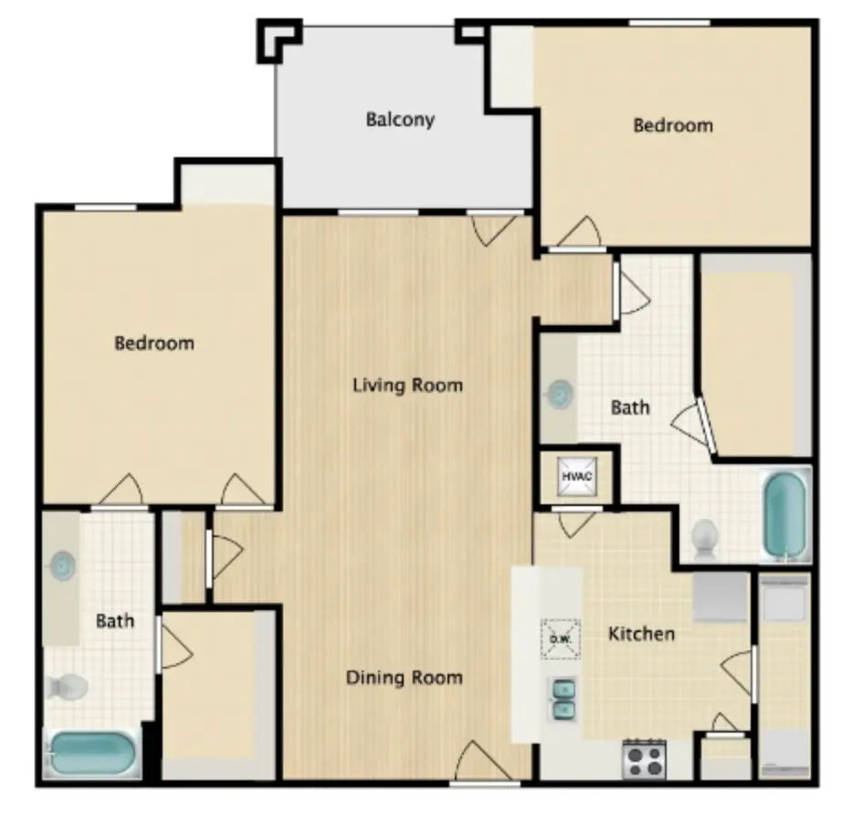 Woodland Hills Luxury 2 Beds floor plan, 1101 sqft