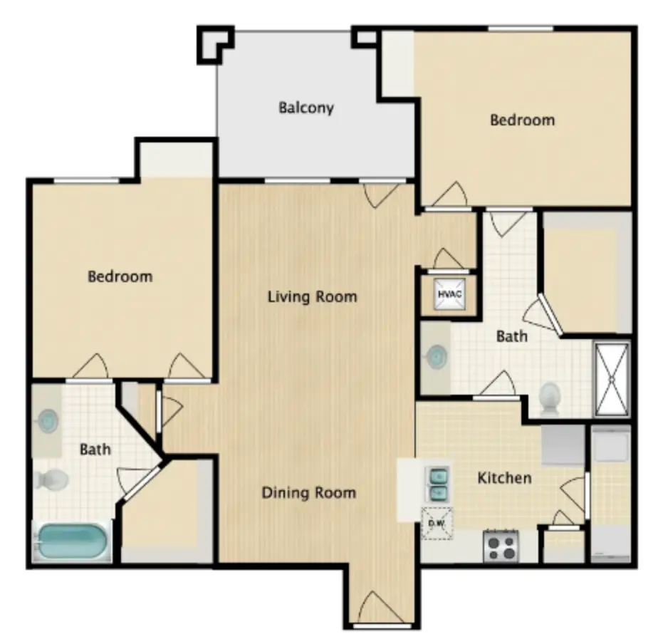 Woodland Hills Luxury 2 Beds floor plan, 1269 sqft