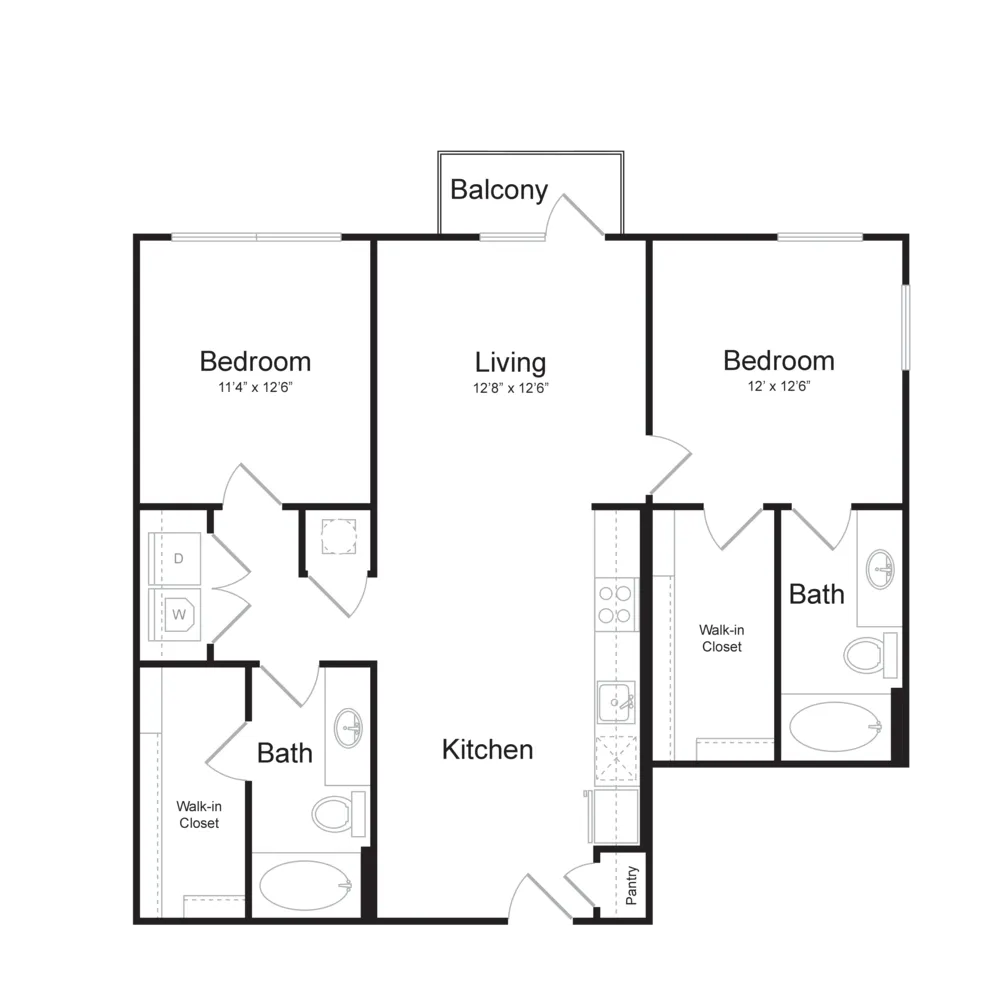 Birchway Perry Road 2 Beds floor plan, 1064 sqft