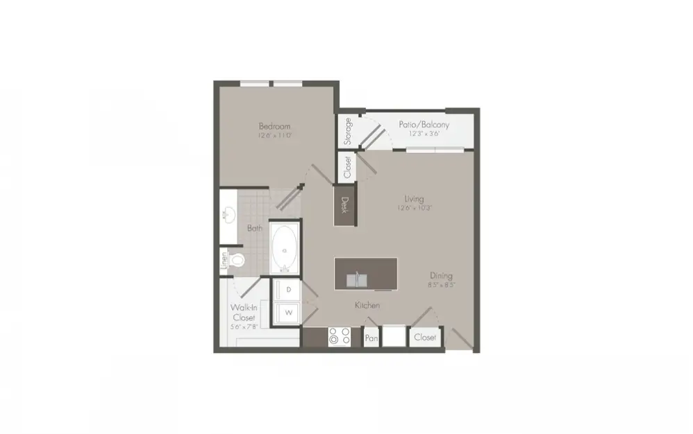 Willow Plaza 1 Bed floor plan, 689 sqft