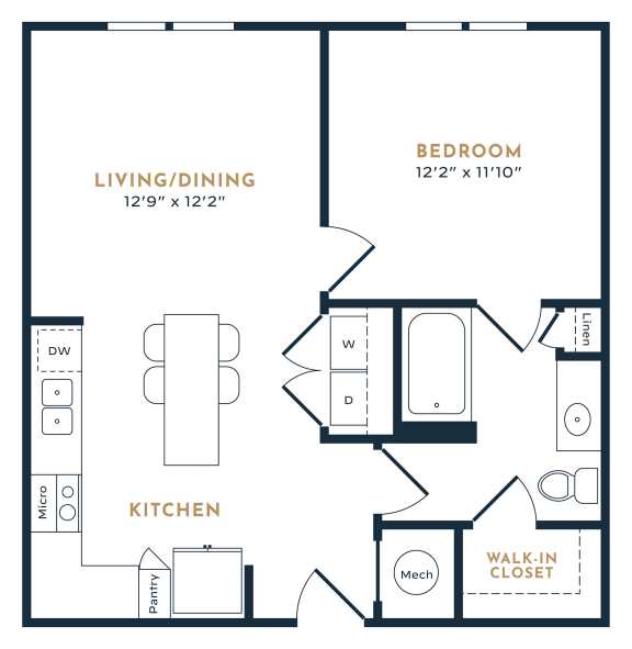 55 Fifty at Northwest Crossing 1 Bed floor plan, 682 sqft