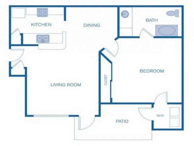 Alden Landing 1 Bed floor plan, 626 sqft