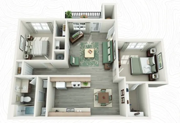 Woodglen Village 2 Beds floor plan, 914 sqft