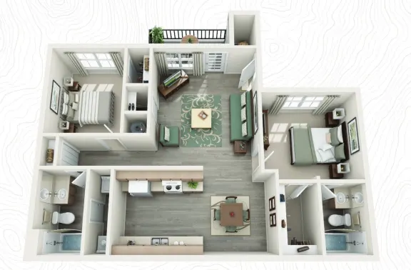 Woodglen Village 2 Beds floor plan, 964 sqft