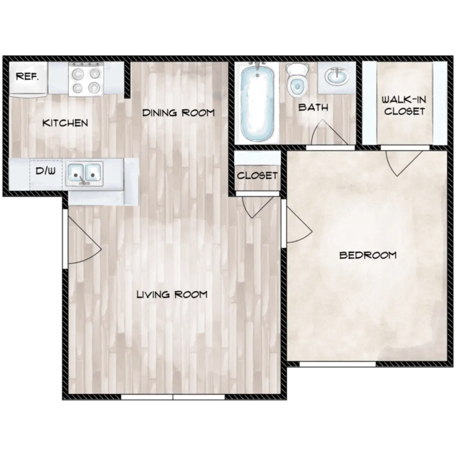 Woods On Lamonte 1 Bed floor plan, 520 sqft