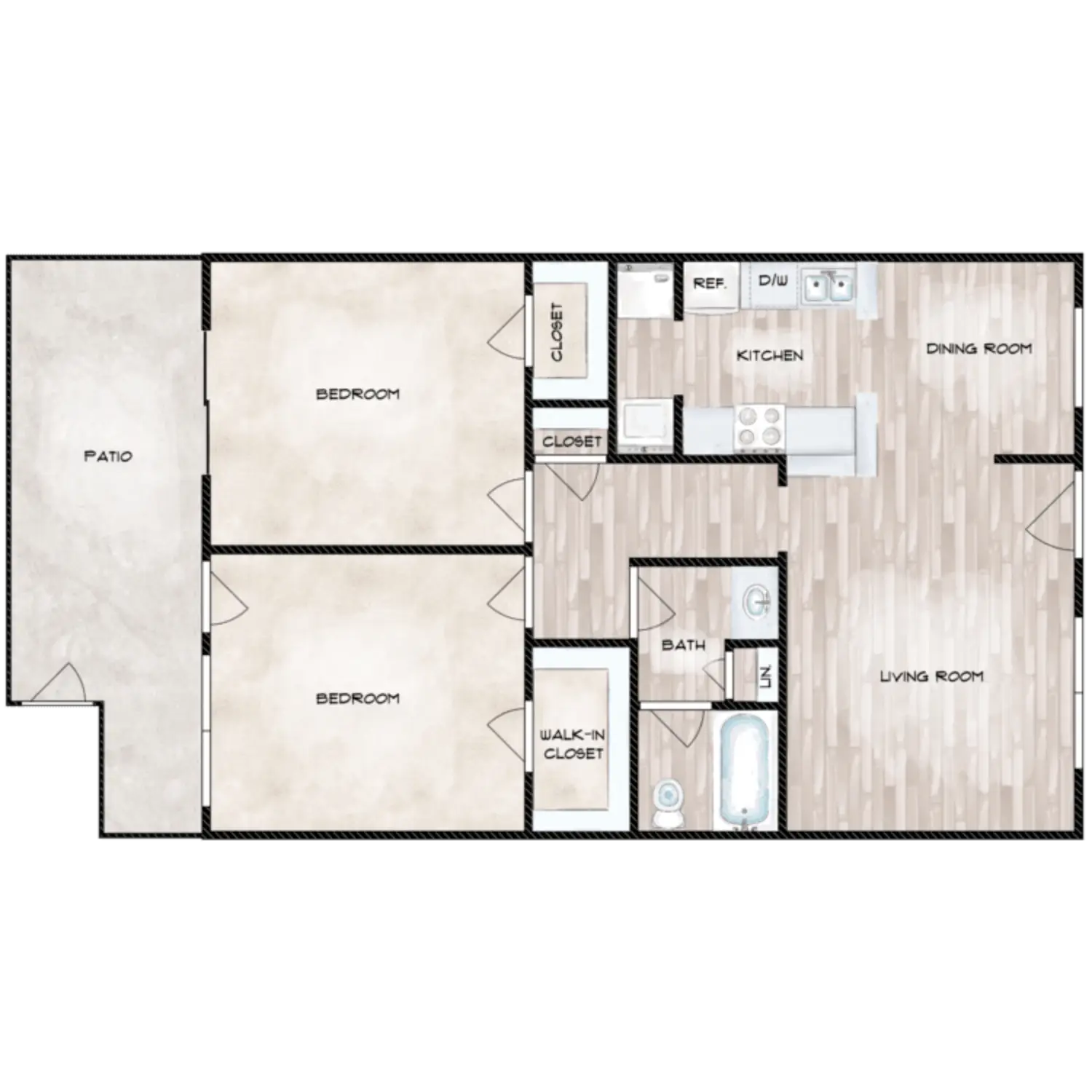 Woods On Lamonte 2 Beds floor plan, 864 sqft