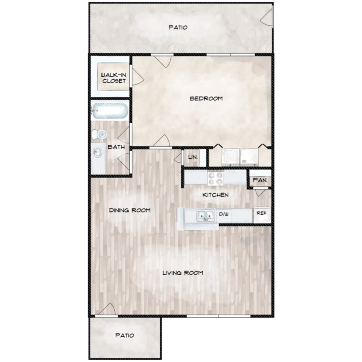 Woods On Lamonte 1 Bed floor plan, 684 sqft