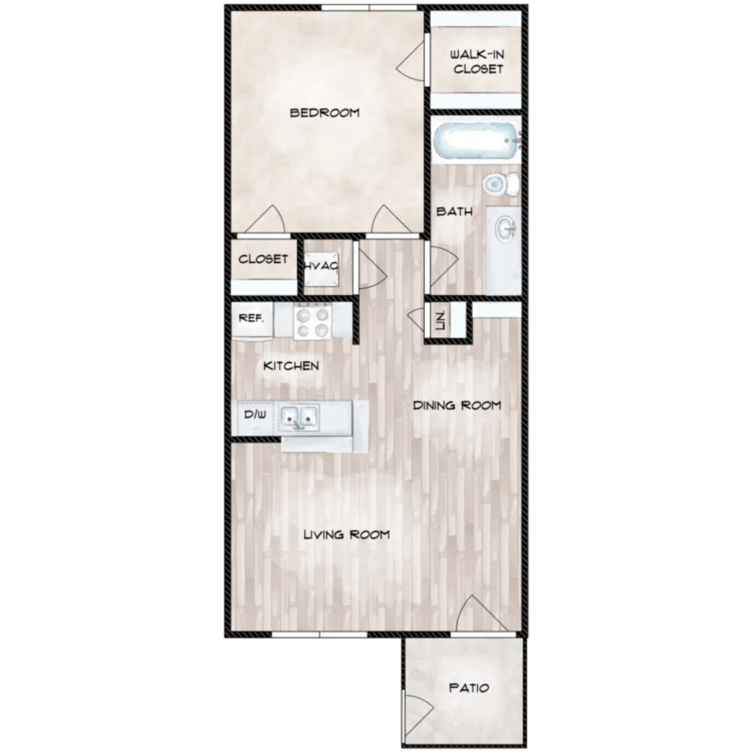 Woods On Lamonte 1 Bed floor plan, 563 sqft