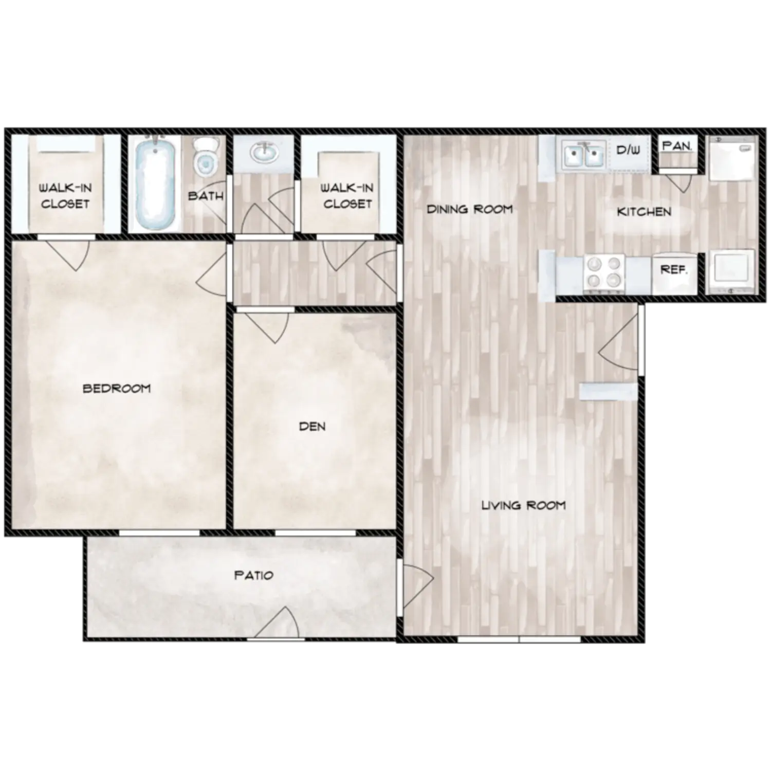 Woods On Lamonte 1 Bed floor plan, 798 sqft