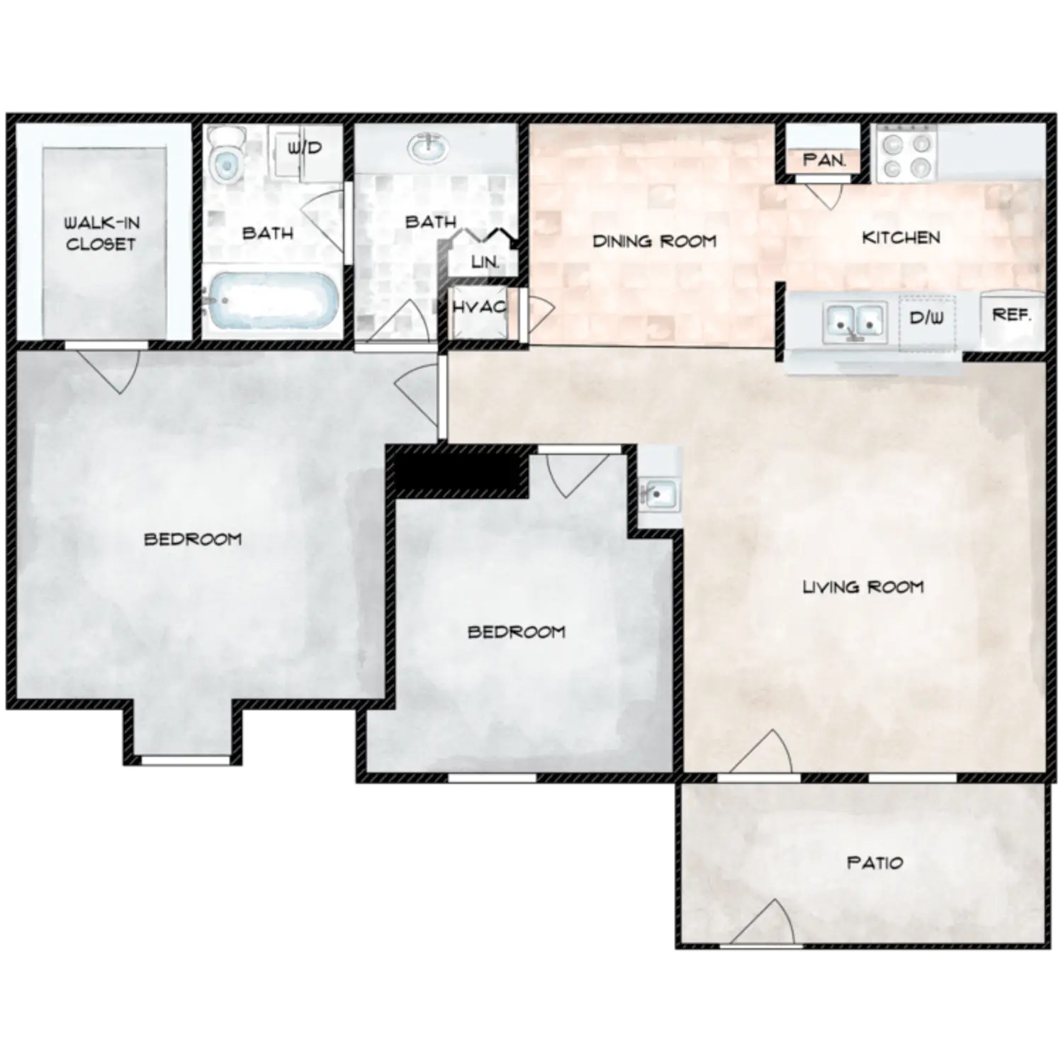 Adobe Springs Apartments 2 Beds floor plan, 846 sqft
