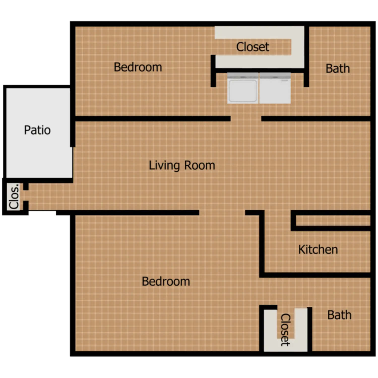 Amir Apartments 2 Beds floor plan, 989 sqft