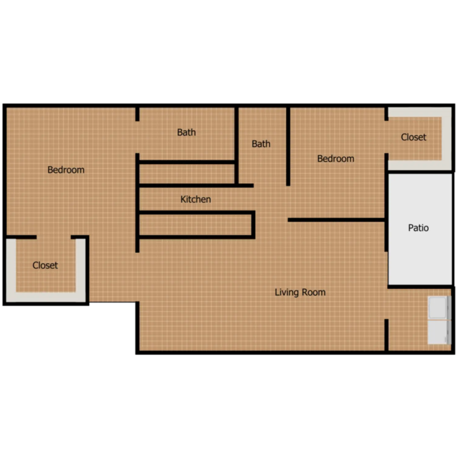 Amir Apartments 2 Beds floor plan, 1107 sqft