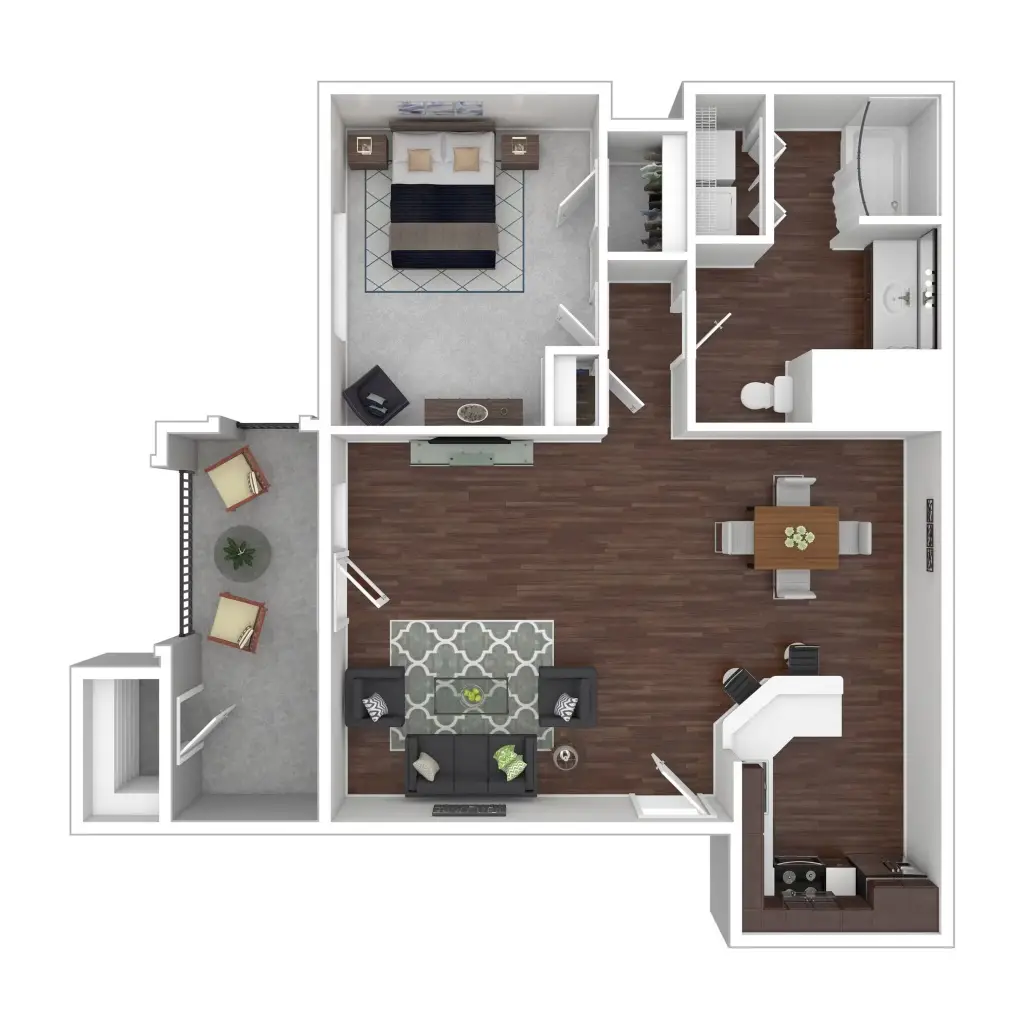 Woodland Pines 1 Bed floor plan, 826 sqft