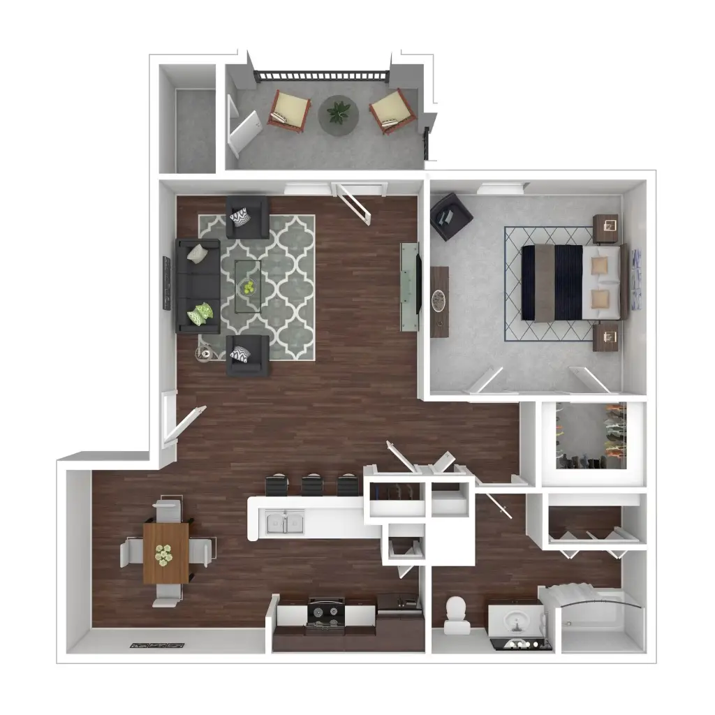 Woodland Pines 1 Bed floor plan, 903 sqft