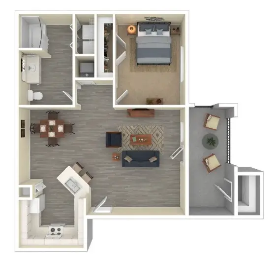 Woodland Landings 1 Bed floor plan, 826 sqft