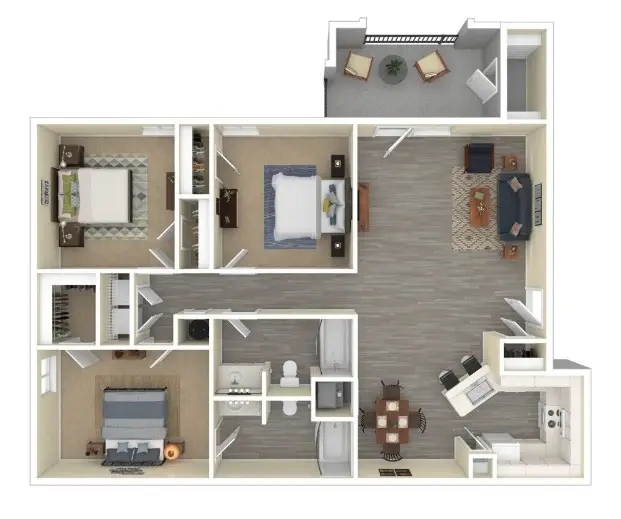 Woodland Landings 3 Beds floor plan, 1312 sqft
