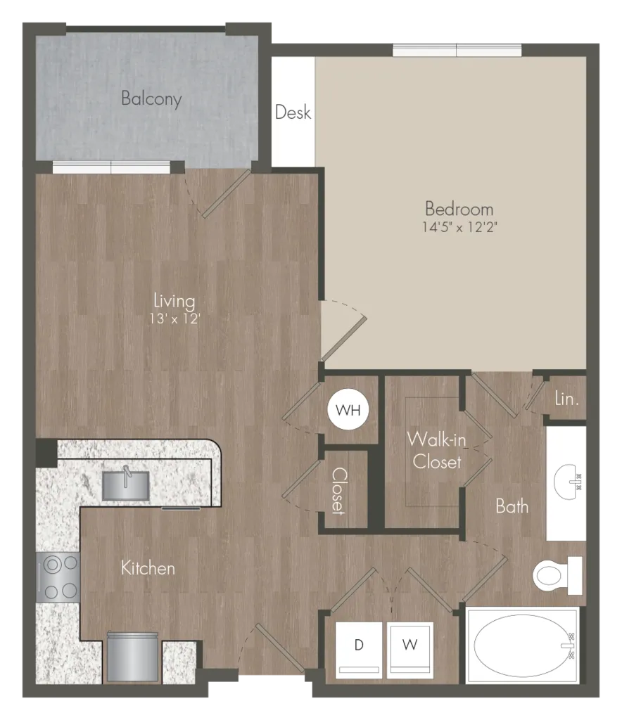 22Hundred 1 Bed floor plan, 705 sqft