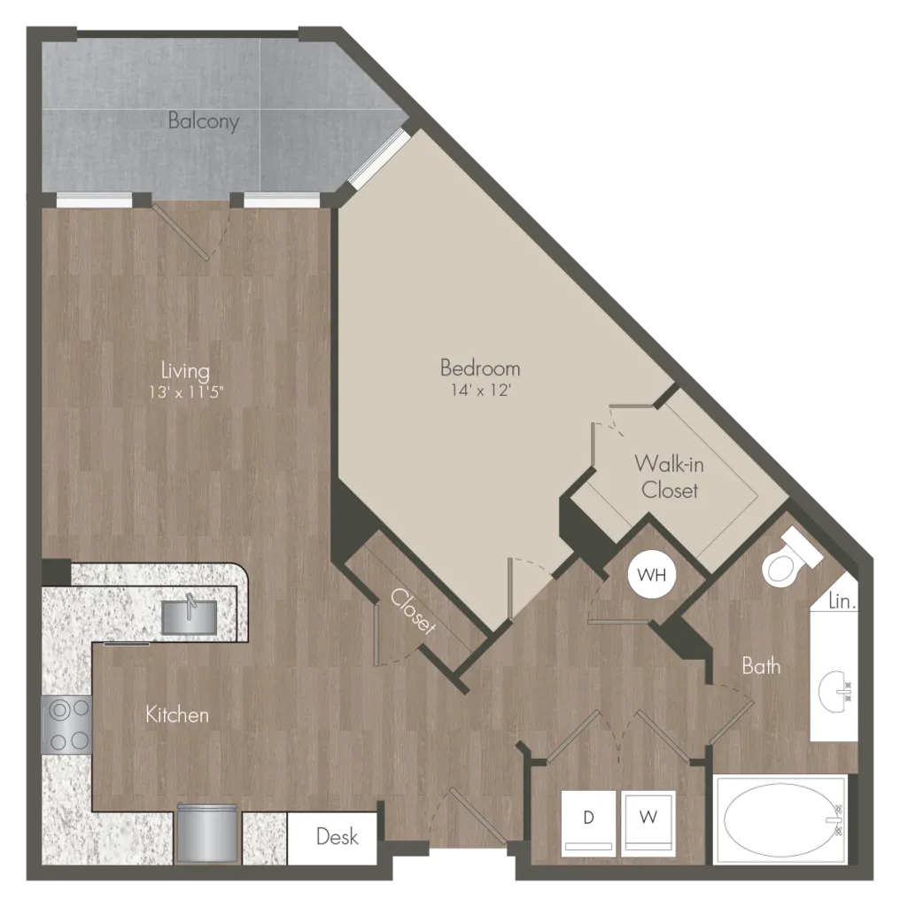 22Hundred 1 Bed floor plan, 754 sqft