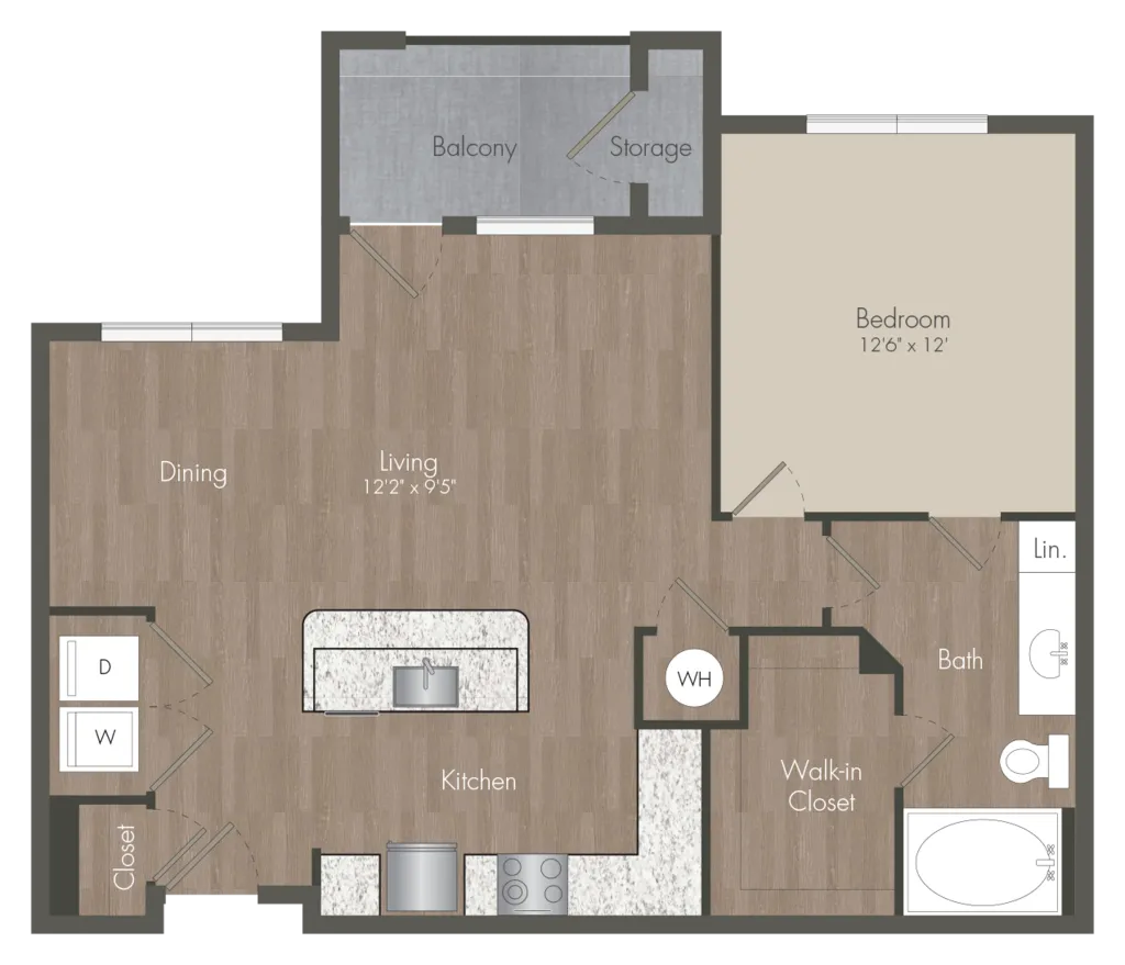 22Hundred 1 Bed floor plan, 797 sqft