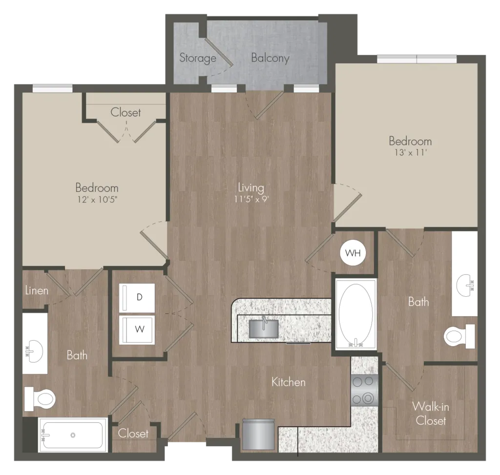 22Hundred 2 Beds floor plan, 928 sqft