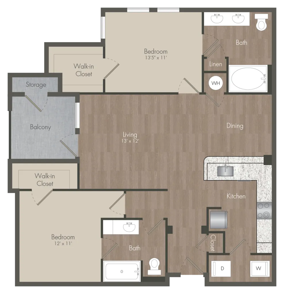 22Hundred 2 Beds floor plan, 1110 sqft