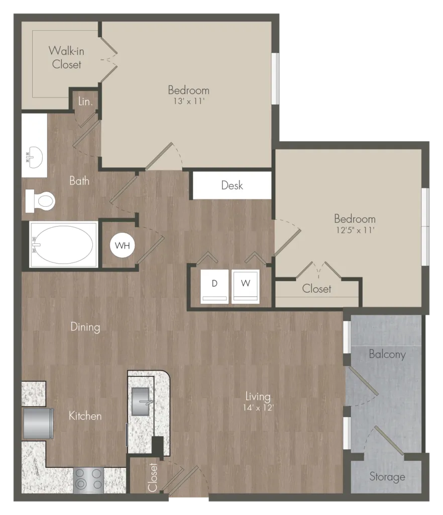 22Hundred 2 Beds floor plan, 940 sqft