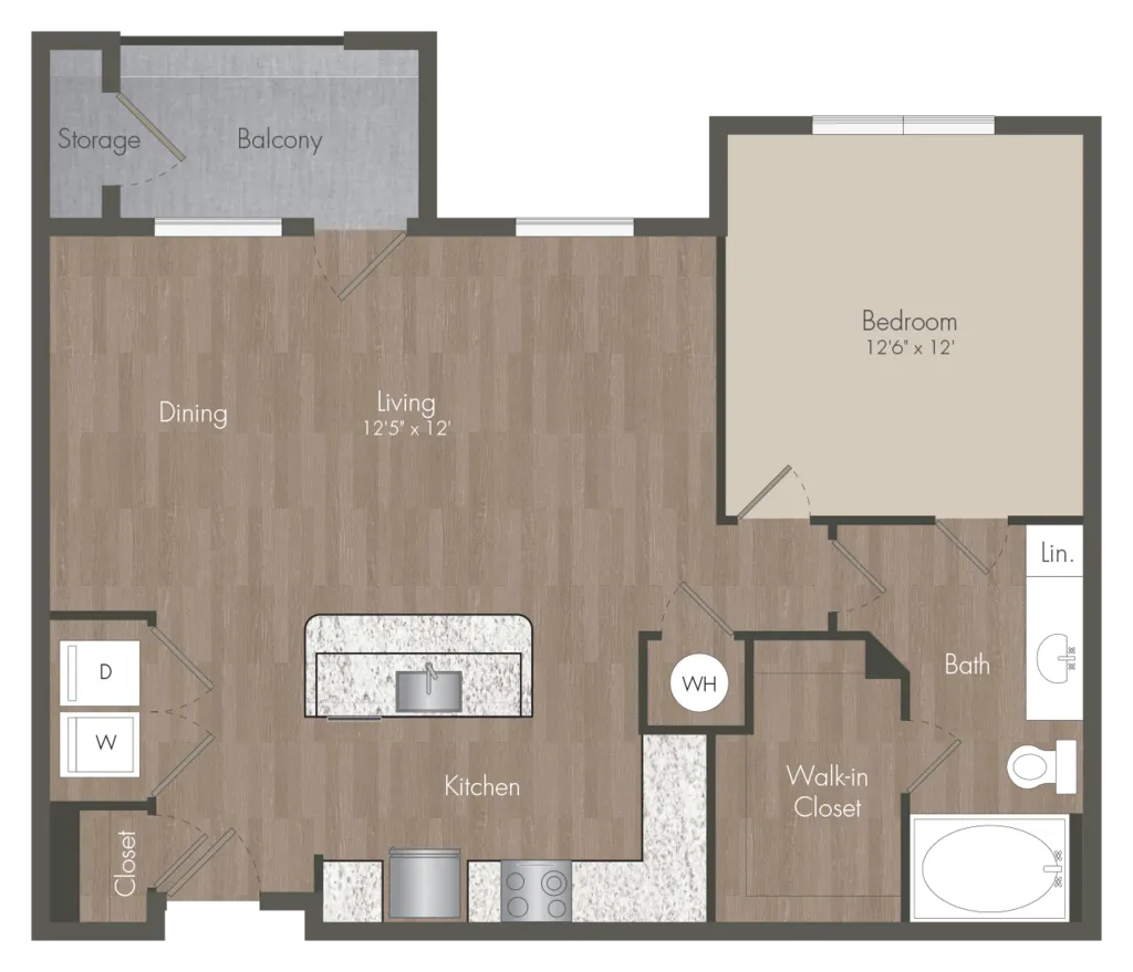 22Hundred 1 Bed floor plan, 833 sqft