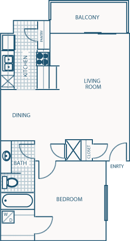 Willow Brook Crossing 1 Bed floor plan, 673 sqft
