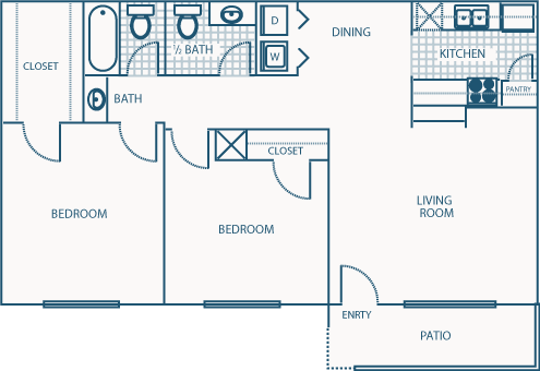 Willow Brook Crossing 2 Beds floor plan, 893 sqft
