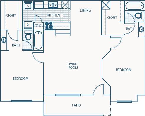 Willow Brook Crossing 2 Beds floor plan, 1028 sqft