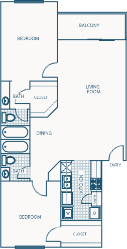 Willow Brook Crossing 2 Beds floor plan, 1050 sqft