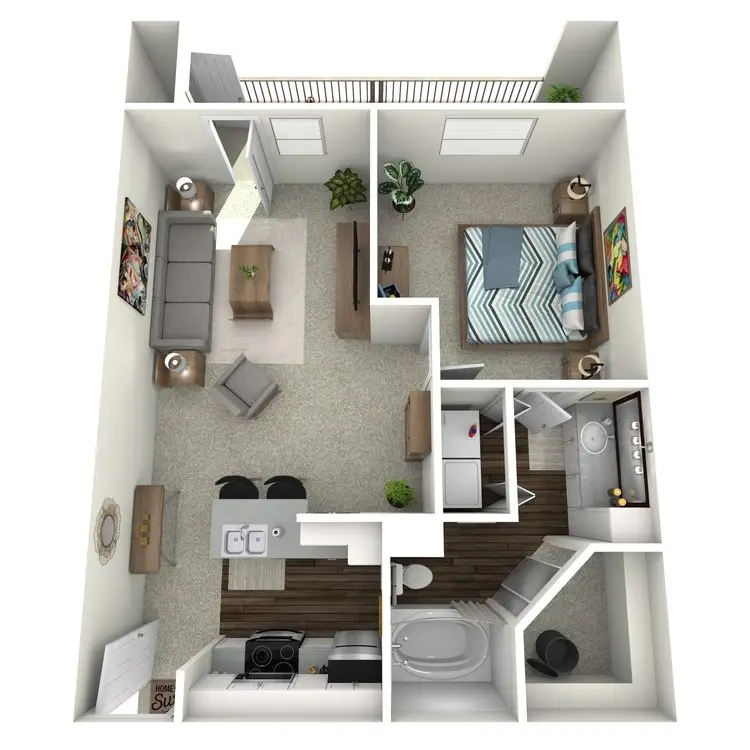 Wildwood Forest 1 Bed floor plan, 709 sqft