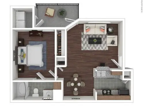 Alexander Apartments 1 Bed floor plan, 573 sqft