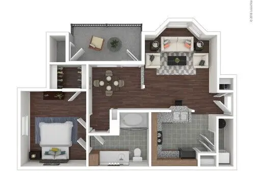 Alexander Apartments 1 Bed floor plan, 699 sqft