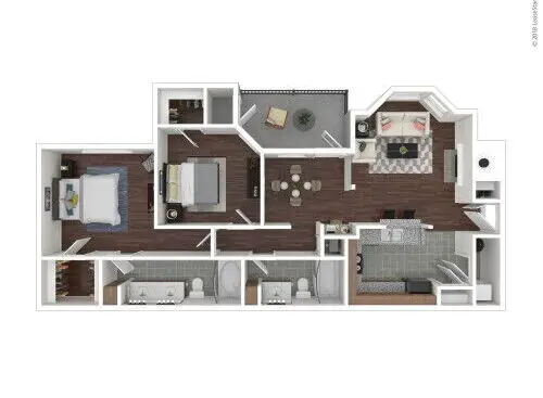 Alexander Apartments 2 Beds floor plan, 978 sqft