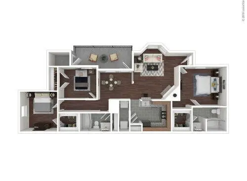 Alexander Apartments 3 Beds floor plan, 1162 sqft