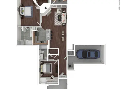 Alys Apartments 2 Beds floor plan, 1246 sqft