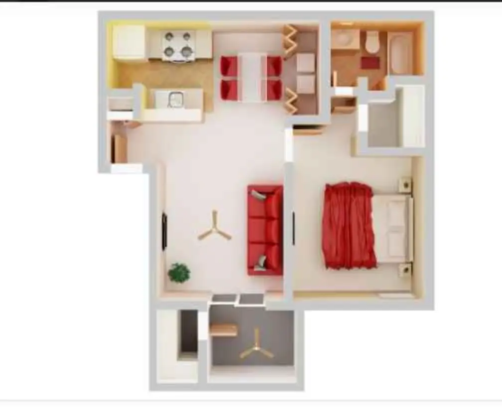 Willow Springs 1 Bed floor plan, 604 sqft